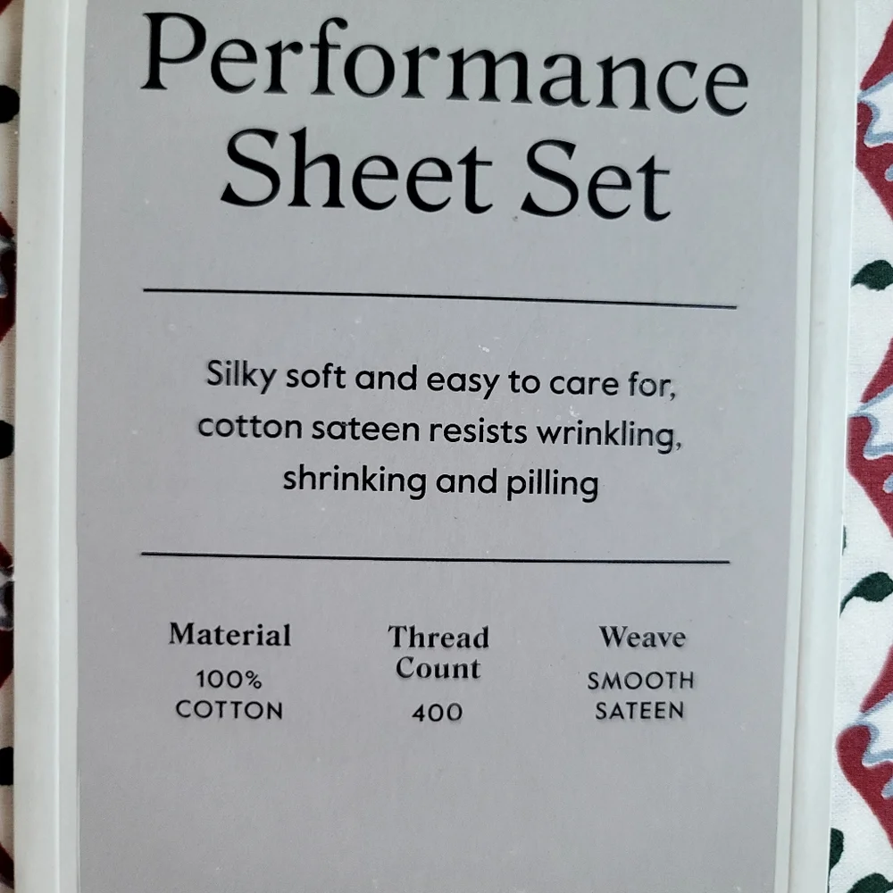 New Threshold Full Woodlock Leaf Performance Sheet Set 400 Thread Count.